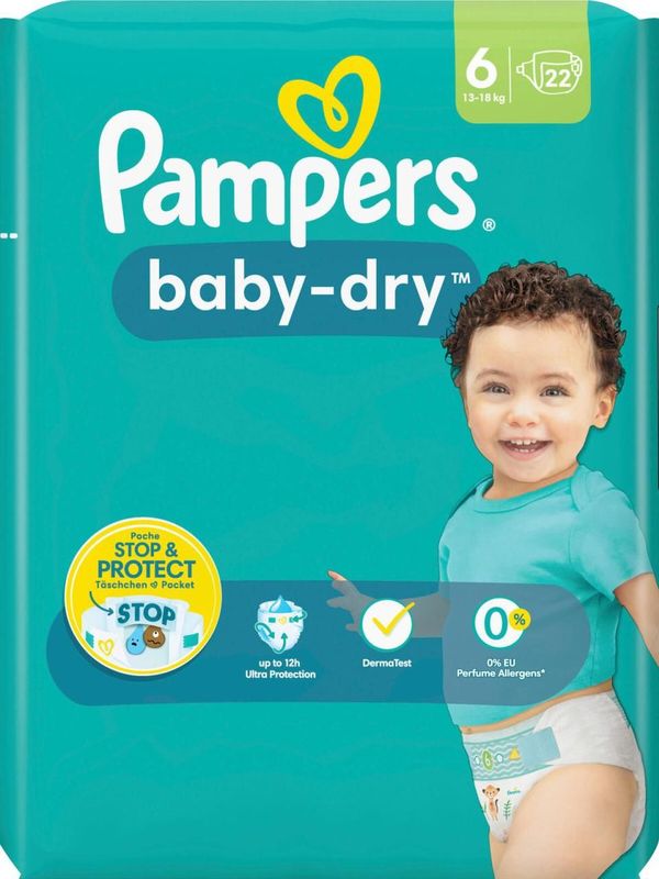 Pampers® Windeln Baby Dry Größe 6 (13-18kg) für Kids und Teens (4-12 Jahre)