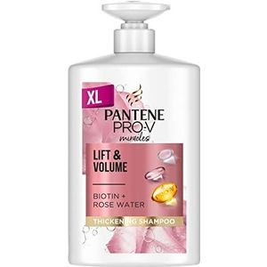 Pantene Vochtinbrengende shampoo met biotine en rozenwater voor volume en voeding, XL-fles met dispenser, 1 liter