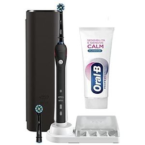 Oral-B Smart4 4500 CrossAction Elektrische tandenborstel, oplaadbaar, zwart, 3 borstelmodi, 2 borstelkoppen, premium reisetui + tandpasta Oral-B Sensitiviteit en tandvlees rustig klassiek