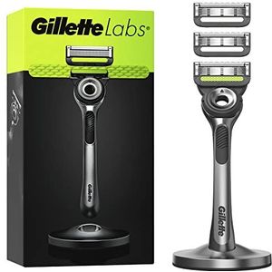 Gillette Labs met scrubstang, scheermes voor heren, 1 handvat, 3 navullingen, met premium magnetische houder