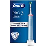 Oral-B Pro 3 3000 Cross, Erwachsener, Rotierende-vibrierende Zahnbürste, Tägliche Pflege, Sensibel, für weiße Zähne, Blau, 2 min, Akku