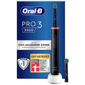 Oral-B Pro 3 3000, Erwachsener, Rotierende-vibrierende Zahnbürste, Tägliche Pflege, Sensibel, für weiße Zähne, Schwarz, 2 min, Schwarz