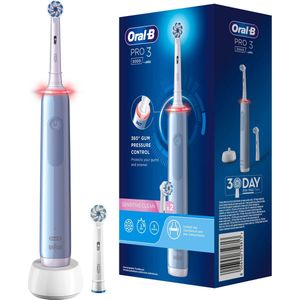 Braun Oral-B Pro 3 3000 blauwe elektrische tandenborstel, 2 borstels
