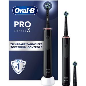 Oral-B Pro 3 3900 Duo - 2 x Zwarte Elektrische Tandenborstel - met extra opzetborstel