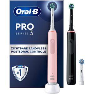6x Oral-B Elektrische Tandenborstel Pro 3 3900 Duo Zwart & Roze 1 set