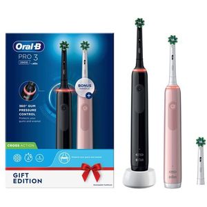 Oral B - Pro 3 3900 Duo - Elektrische Tandenborstel - Zwart en Roze