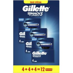 Gillette Mach3 Turbo 12 lames de rasoir pour hommes NOUVEAU