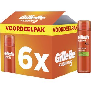 Gillette Fusion Scheergel - Met Amandelolie - Voor De Gevoelige Huid - voordeelverpakking 6 x 200ml