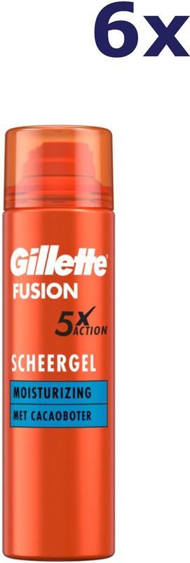 6x Gillette Moisturizing Scheergel Fusion 5 ProGlide 200 ml