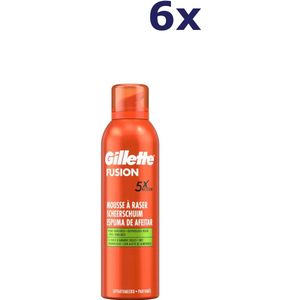 6x Gillette Fusion Scheerschuim Met Amandelolie Voor De Gevoelige Huid 250 ml