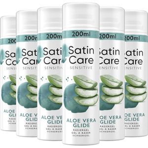 Satin Care Scheergel Voor Vrouwen - Aloe Vera Glide - 6 x 200ml - Speciaal Ontworpen Voor Gevoelige Huid