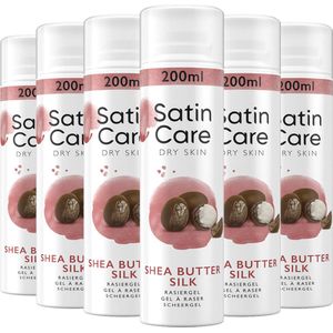 Satin Care Scheergel Voor Vrouwen - Shea Butter Silk - 6 x 200ml - Voor De Droge Huid