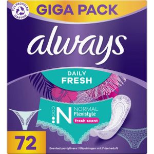 Always - Flexistyle - Inlegkruisjes - Normaal - 72 Stuks - Gigapack - Met Frisse Geur
