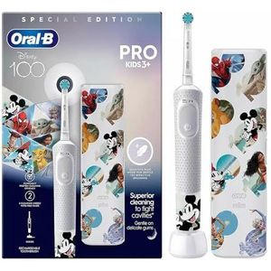 Oral-B Pro Kids Elektrische tandenborstel, 1 tandenborstelkop, 4 Disney-stickers, 1 reisetui, 2 modi met kindvriendelijke gevoeligheidsmodus, voor kinderen vanaf 3 jaar, 2-polige UK-stekker, speciaal