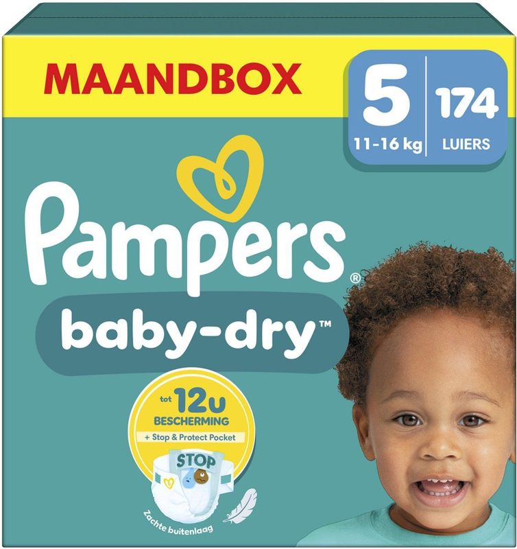 Pampers® Windeln baby-dry™ Monatsbox Größe Gr.5 (11-16 kg) für Babys und Kleinkinder, 174 St.