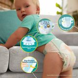 Pampers Baby-Dry Taille 5+, 168 Couches, 12kg-17kg, Avec une Poche Stop & Protect à l’arrière de la couche pour une nuit jusqu’à 100% sans fuites, Pack 1 Mois
