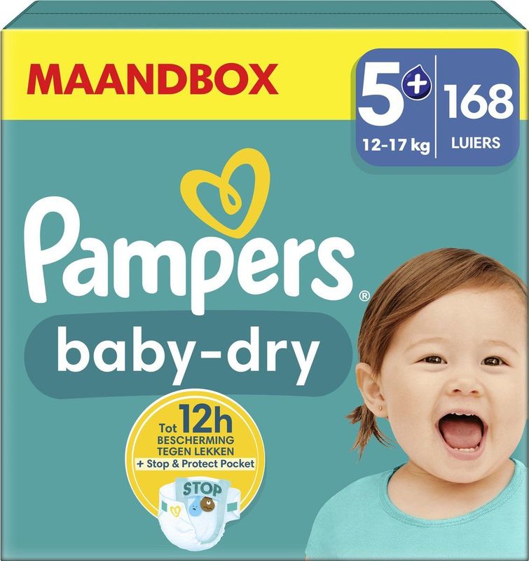 Pampers® Windeln baby-dry™ Monatsbox Größe Gr.5 (12-17 kg) für Babys und Kleinkinder, 168 St.