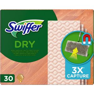 Swiffer Dry navulling, doekjes met bijenwas voor parket, pak van 30 stuks