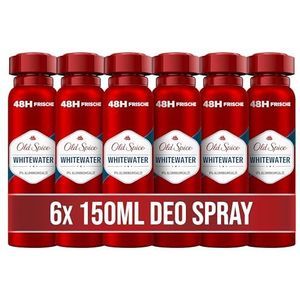 Old Spice Whitewater Deodorant Spray voor heren, 150 ml, 48 uur frisheid, 0% aluminiumzouten, zonder witte resten en gele vlekken