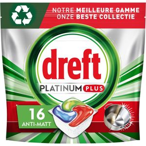 Dreft Platinum Plus All In One Vaatwastabletten Cool Blue 16 stuks