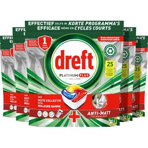 Dreft Platinum Plus All In One - Vaatwastabletten - Citroen - Voordeelverpakking 5 x 25 stuks