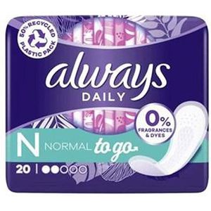 Always - Dailies To Go - Inlegkruisjes - 20 Stuks - Parfumvrij
