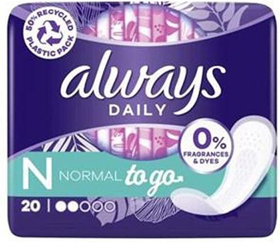 Always - Dailies To Go - Inlegkruisjes - 20 Stuks - Parfumvrij