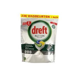 Dreft All-in-One Platinum vaatwastabletten Lemon (4 zakken - 236 vaatwasbeurten)