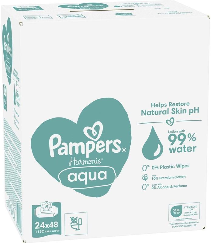 Pampers - Harmonie Aqua - Babydoekjes - 24 Verpakkingen - 99% Water
