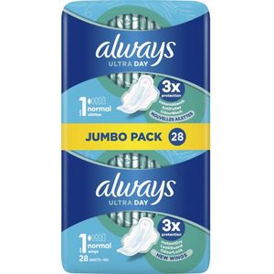 Always Ultra Day Maandverband Normal Met Vleugels 28 Stuks