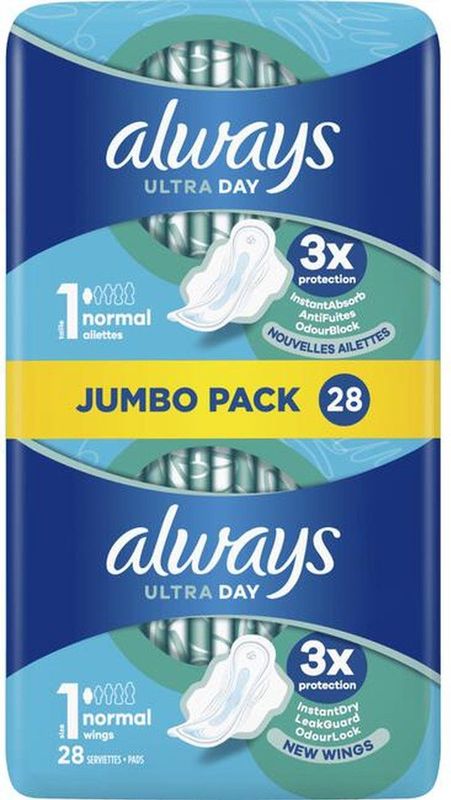 Always Ultra Day Maandverband Normal Met Vleugels 28 Stuks