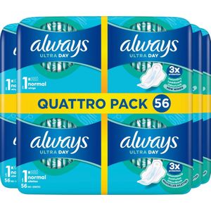 Always Ultra - Maandverband - Normal (Maat 1) - Vleugels - Voordeelverpakking 4 x 56 stuks
