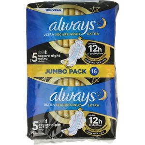 Always Ultra - Secure Night Extra - Maandverband - 16 Stuks - Met Vleugels