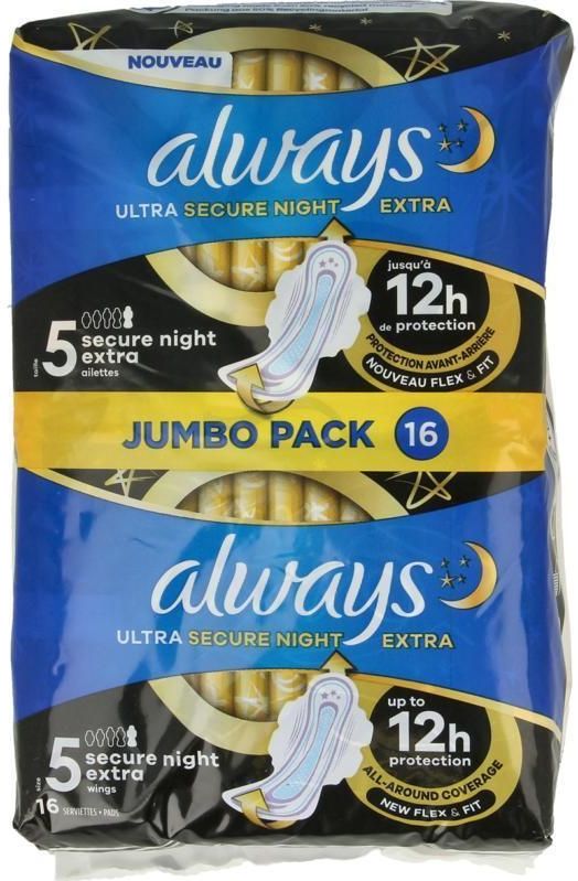 Always Ultra - Secure Night Extra - Maandverband - 16 Stuks - Met Vleugels
