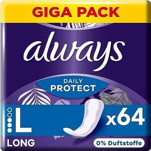 Always Daily Protect Inlegkruisjes voor dames, lang (64 maandverbanden), gigapack, zonder geur