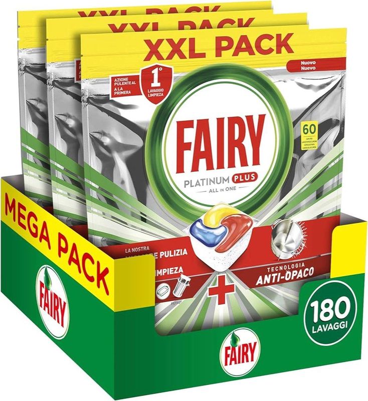 Fairy Platinum Plus All In One Vaatwastabletten Lemon - 3x60 Stuks = 180 Vaatwastabletten - Voordeelverpakking
