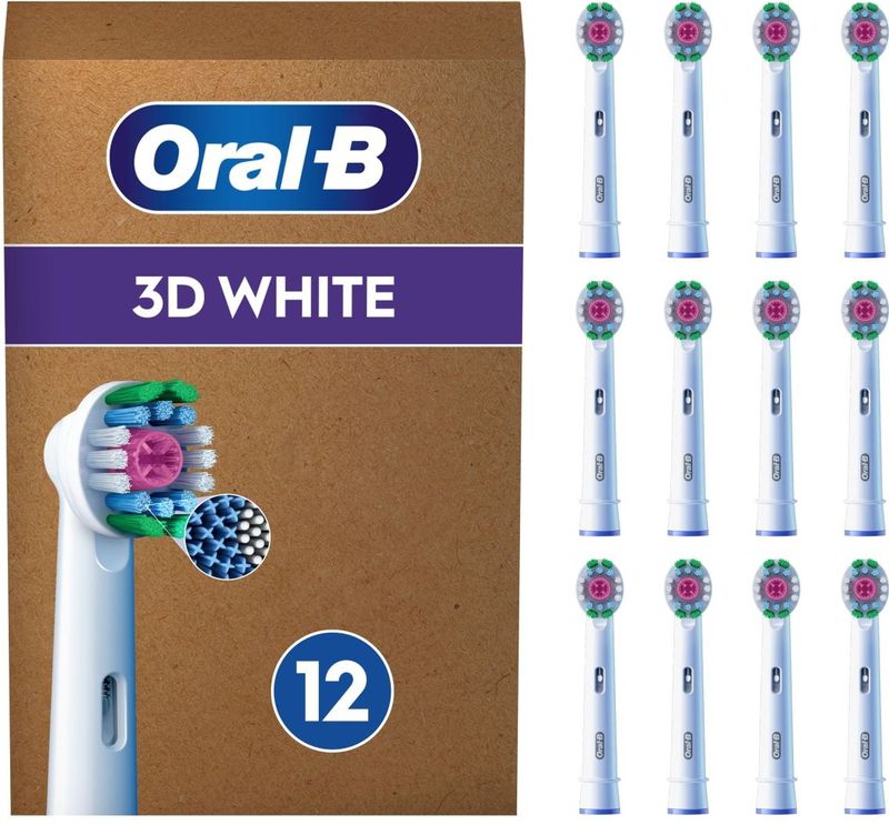 Oral-B 3D White Pro - Opzetborstels met CleanMaximiser Technologie - 12 Stuks - Brievenbusverpakking