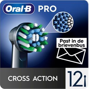 Oral-B Pro Cross Action - Opzetborstels Zwart - Met CleanMaximiser Technologie - 12 Stuks - Brievenbusverpakking
