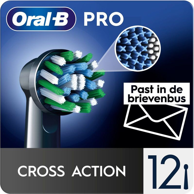 Oral-B Pro Cross Action - Opzetborstels Zwart - Met CleanMaximiser Technologie - 12 Stuks - Brievenbusverpakking
