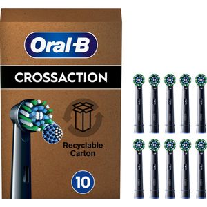 Oral-B Pro CrossAction Vervangende borstels voor elektrische tandenborstels, tandenpoetsen, X-haren, verpakking compatibel met brievenbus, made in Germany, zwart, 10 stuks