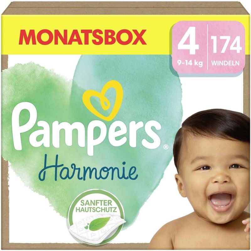 Pampers Harmonie Luiers - Maat 4 (9kg-14kg) - 174 Luiers - Maandbox