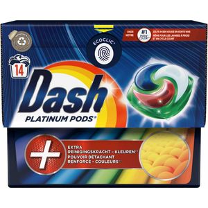 2e halve prijs: Dash Wascapsules Platinum Pods+ Kleur 14 stuks