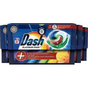 Dash Platinum Pods +Vlekverwijderingskracht - Wasmiddel - 4 x 21 Wasbeurten Voordeelverpakking