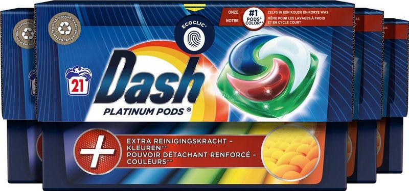Dash Platinum Pods +Vlekverwijderingskracht - Wasmiddel - 4 x 21 Wasbeurten