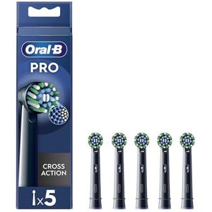 Oral-B Cross Action elektrische tandenborstelkoppen, verpakking met 5 zwarte reserveborstels, schuine borstelharen die zich aan elke tand aanpassen voor een grondige reiniging