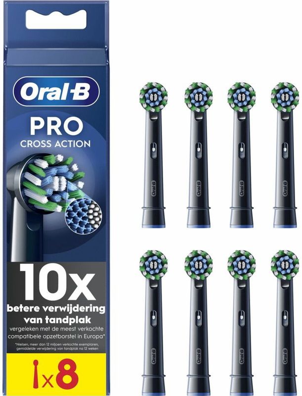 6x Oral-B Opzetborstels Pro Cross Action Zwart 8 stuks