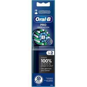 Oral-B - CrossAction - Opzetborstels - Zwart - 2 Stuks