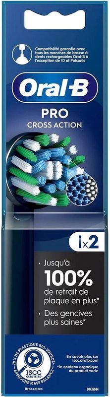 Oral-B - CrossAction - Opzetborstels - Zwart - 2 Stuks