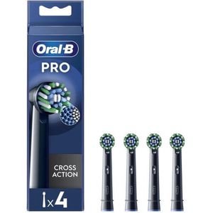 Oral-B Pro Cross Action zwarte tandenborstelkoppen - Pack van 4