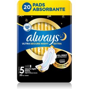 Always Ultra Secure Night Extra maandverband 20 st